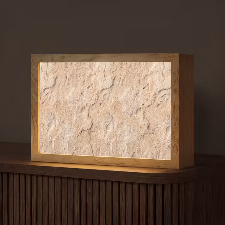Textuur - Steen - Natuur - Beige Light Box met kabel (Tafellamp) klein -z3d_website