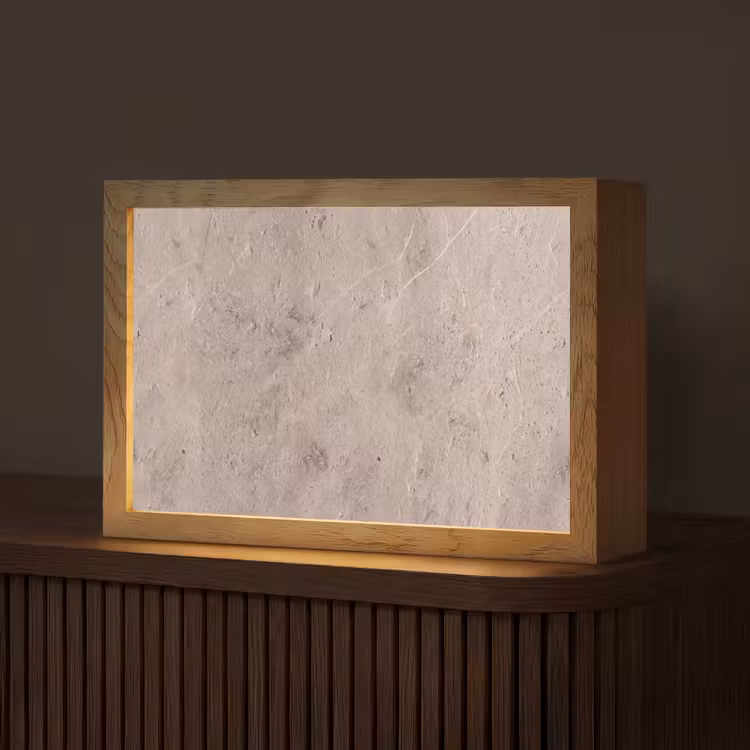 Textuur - Steen - Patroon - Rustiek - Beige Light Box met kabel (Tafellamp) klein -z3d_website
