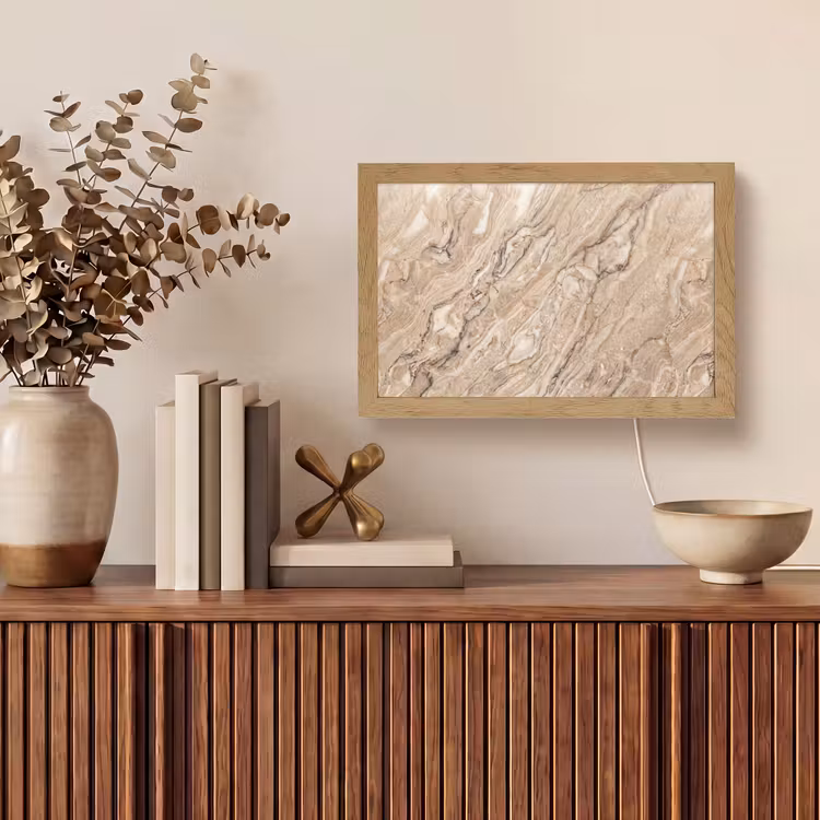 Textuur - Aders - Abstract - Modern - Beige Light Box met kabel (Tafellamp) klein -sfeer2