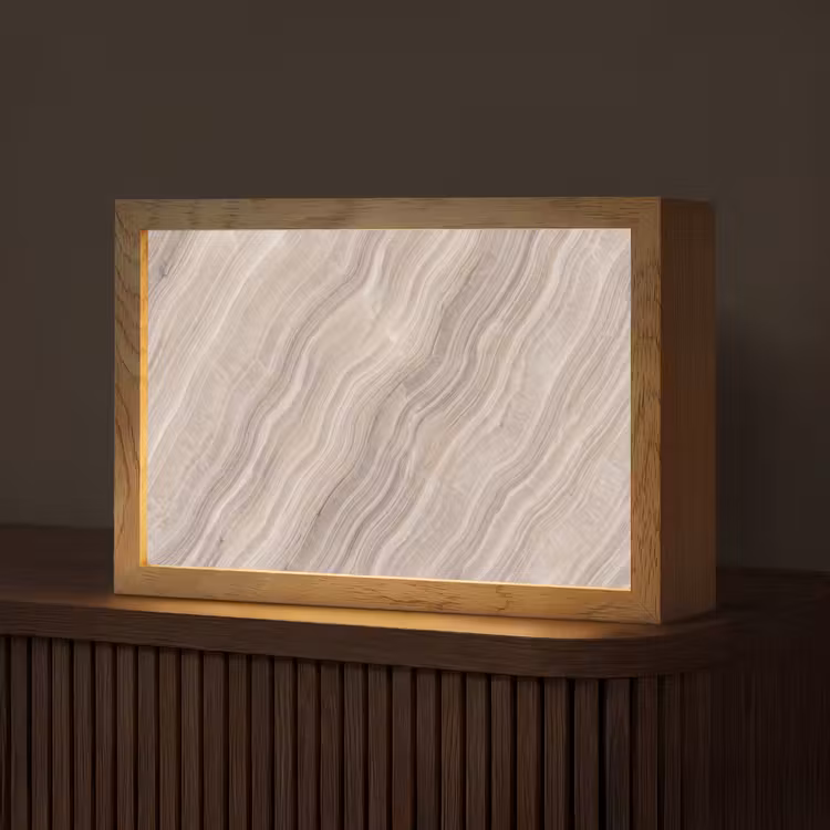 Textuur - Golvend - Abstract - Modern - Beige Light Box met kabel (Tafellamp) klein -z3d_website