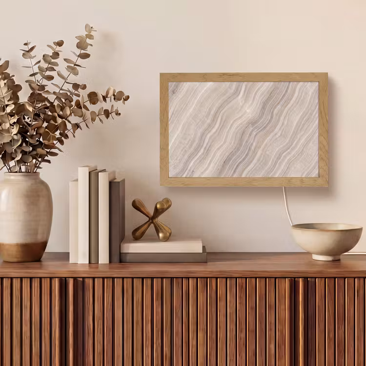 Textuur - Golvend - Abstract - Modern - Beige Light Box met kabel (Tafellamp) klein -sfeer2