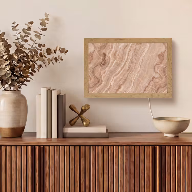 Textuur - Golvend - Abstract - Warm - Bruin Light Box met kabel (Tafellamp) klein -sfeer2