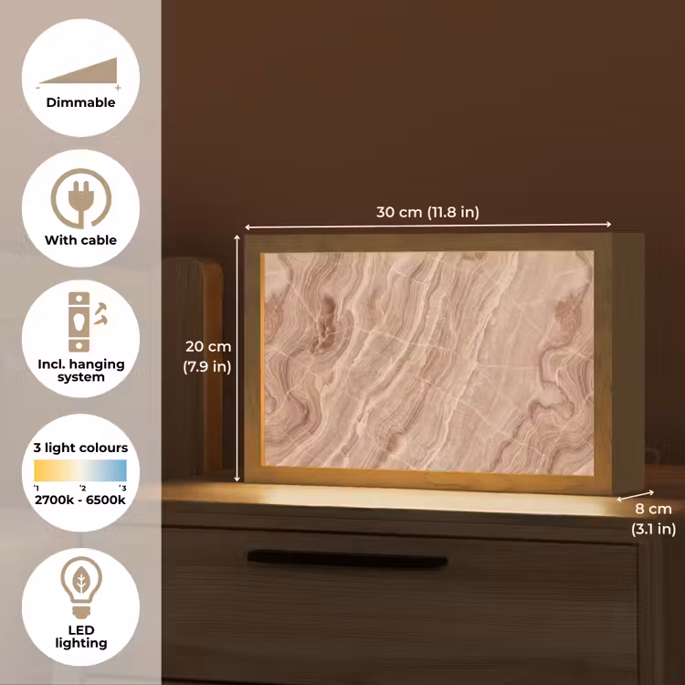 Textuur - Golvend - Abstract - Warm - Bruin Light Box met kabel (Tafellamp) klein -USP_EN
