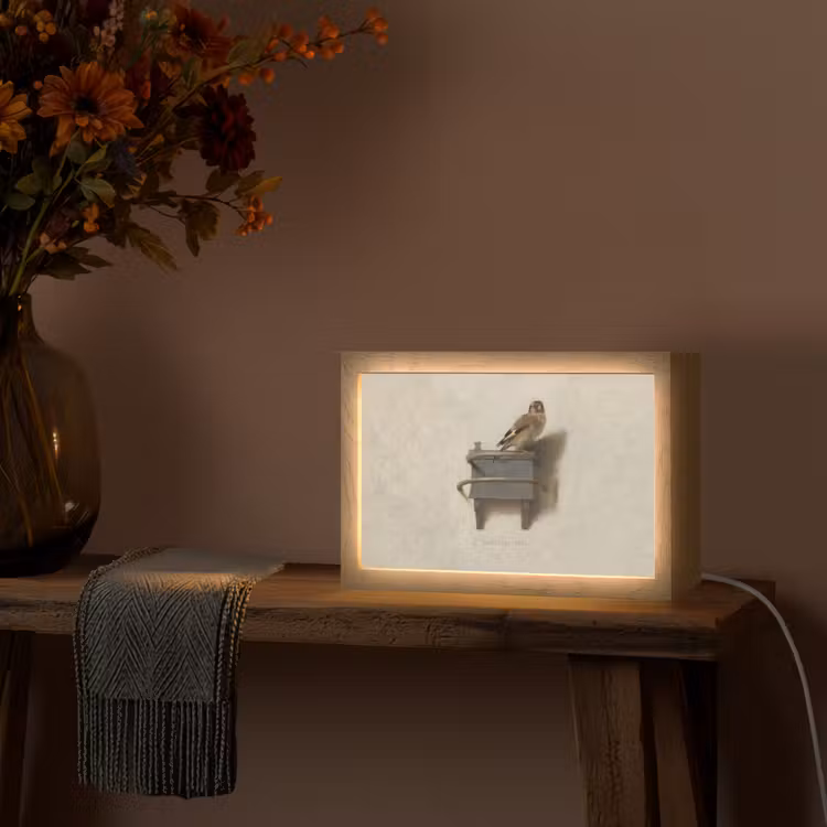 Het Puttertje - Schilderij - Fabricius - Oude Meester Light Box met kabel (Tafellamp) klein -sfeer4