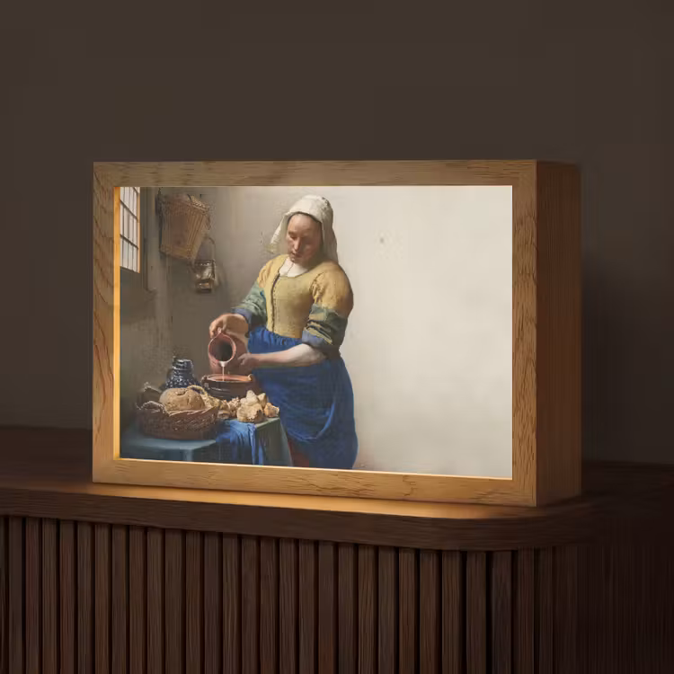 Het melkmeisje - Kunst - Oude meesters - Vermeer Light Box met kabel (Tafellamp) klein -z3d_website
