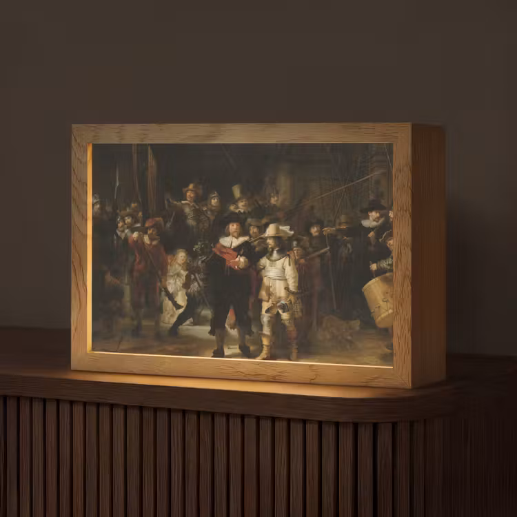De Nachtwacht - Kunst - Oude meesters - Rembrandt Light Box met kabel (Tafellamp) klein -z3d_website