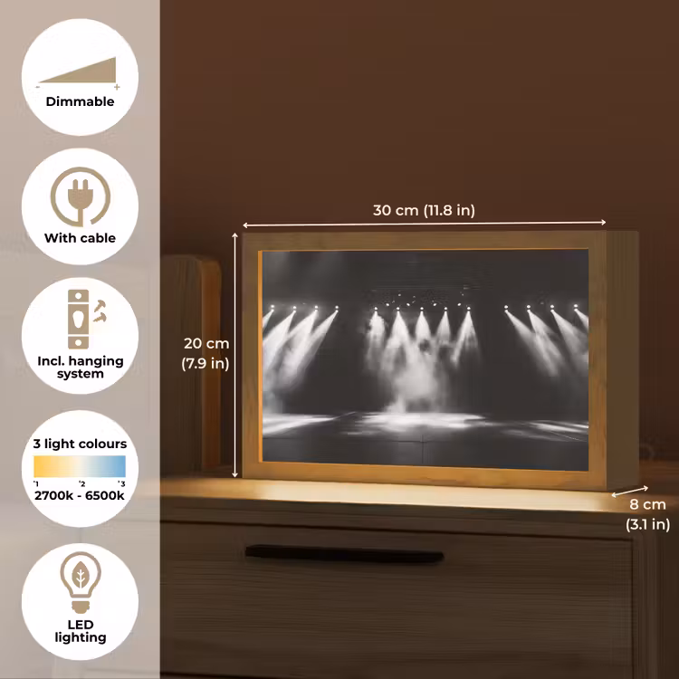 Theaterzaal - Mist - Spotlights - Zwart Light Box met kabel (Tafellamp) klein -USP_EN