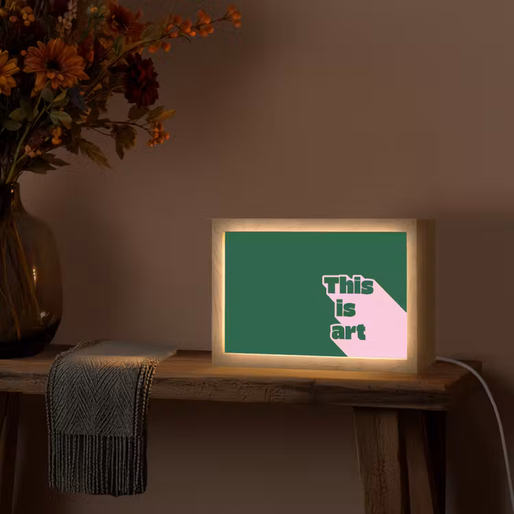 This is art - Schaduw - Roze Light Box met kabel (Tafellamp) klein -sfeer4