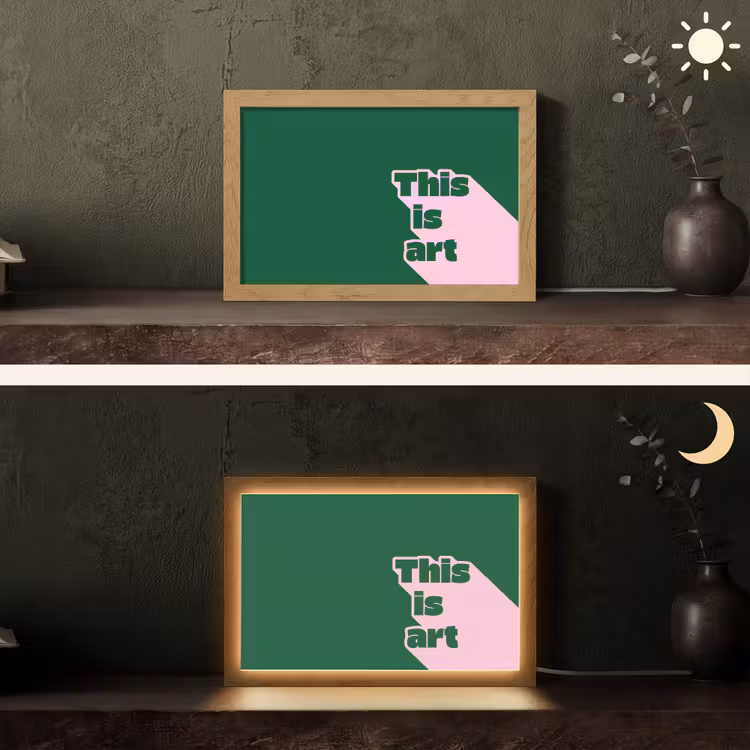 This is art - Schaduw - Roze Light Box met kabel (Tafellamp) klein -sfeer3