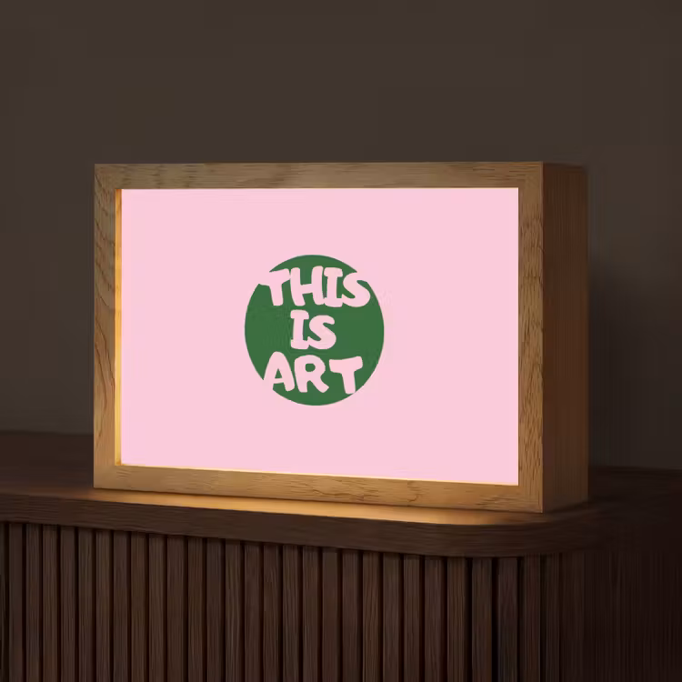 This is art - Tekst - Cirkel - Groen Light Box met kabel (Tafellamp) klein -z3d_website