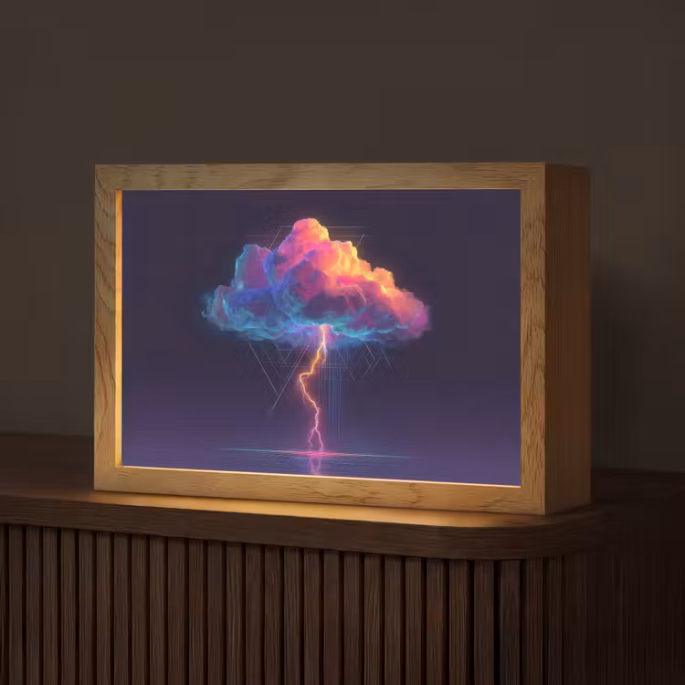 Donderwolk - Bliksemschicht - Licht - Blauw Light Box met kabel (Tafellamp) klein -z3d_website