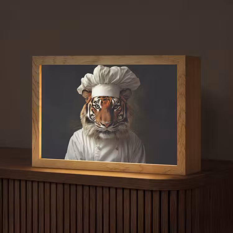 Tijger - Kokskleding - Bruin Light Box met kabel (Tafellamp) klein -z3d_website