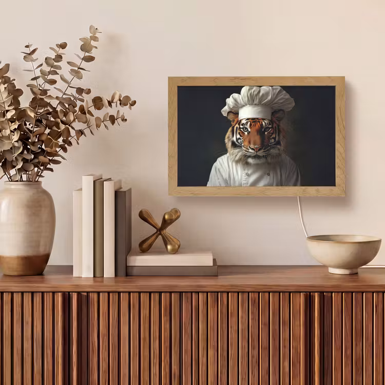 Tijger - Kokskleding - Bruin Light Box met kabel (Tafellamp) klein -sfeer2