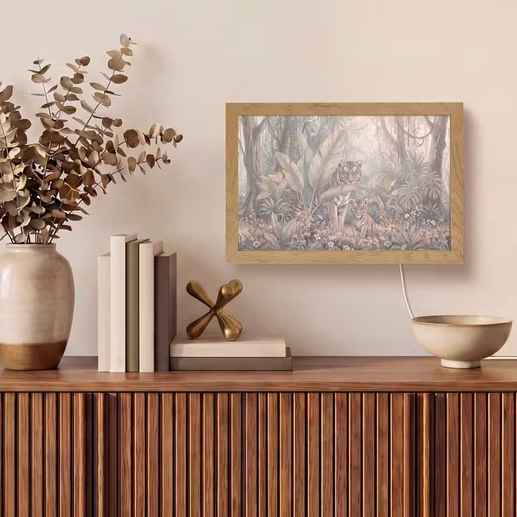 Tijger - Welp - Jungle - Illustratie - Dieren Light Box met kabel (Tafellamp) klein -sfeer2