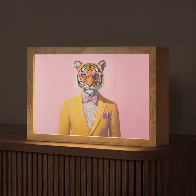 Tijger - Bril - Geel - Jasje Light Box met kabel (Tafellamp) klein -z3d_website