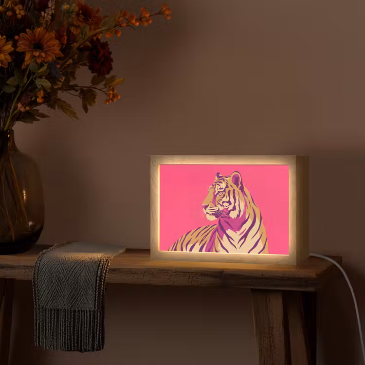 Tijger - Modern - Neon Light Box met kabel (Tafellamp) klein -sfeer4