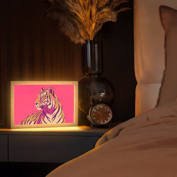 Tijger - Modern - Neon Light Box met kabel (Tafellamp) klein -sfeer1