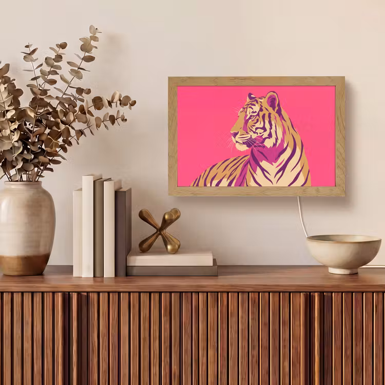 Tijger - Modern - Neon Light Box met kabel (Tafellamp) klein -sfeer2