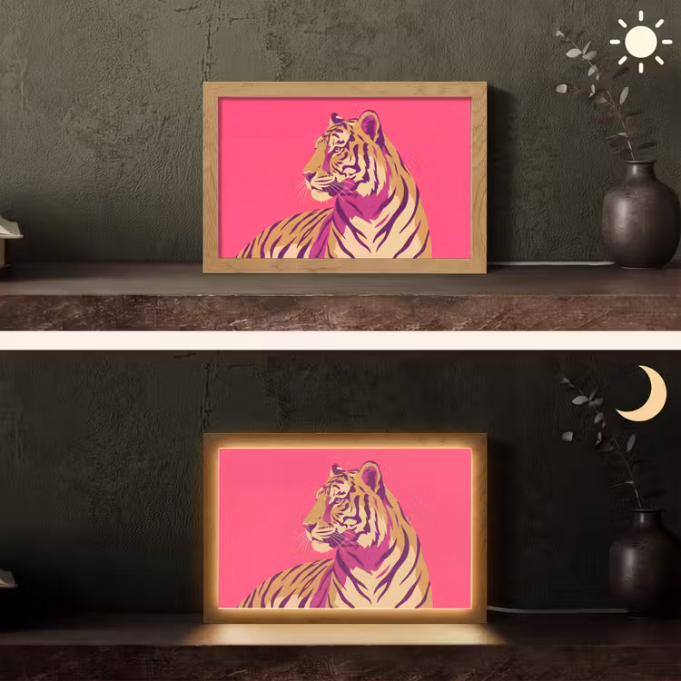 Tijger - Modern - Neon Light Box met kabel (Tafellamp) klein -sfeer3