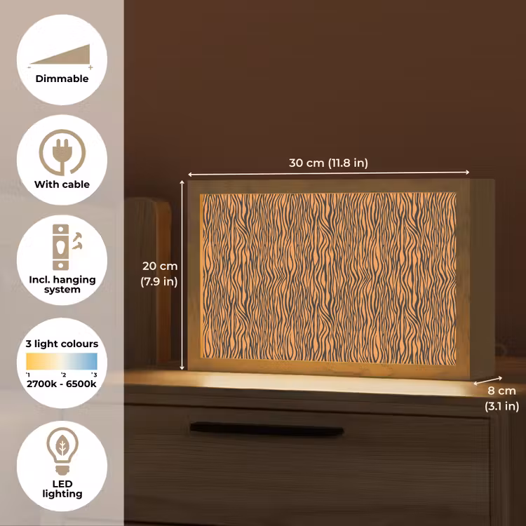 Tijger - Oranje - Patroon - Strepen Light Box met kabel (Tafellamp) klein 924 -USP_EN