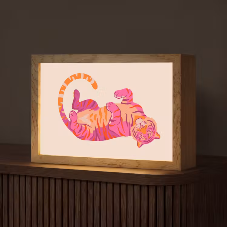 Tijger - Roze - Oranje Light Box met kabel (Tafellamp) klein -z3d_website