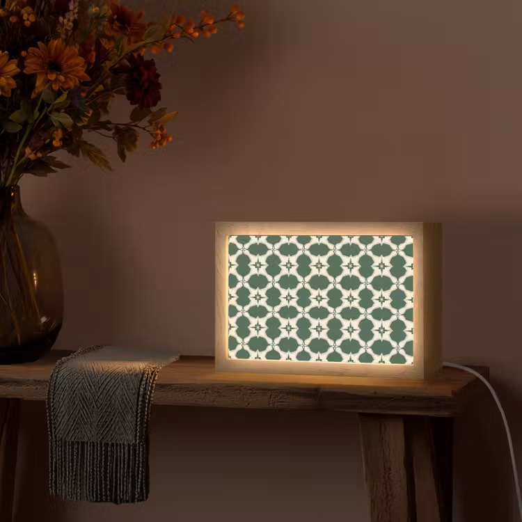 Tegel - Klassiek - Groen Light Box met kabel (Tafellamp) klein 924 -sfeer4
