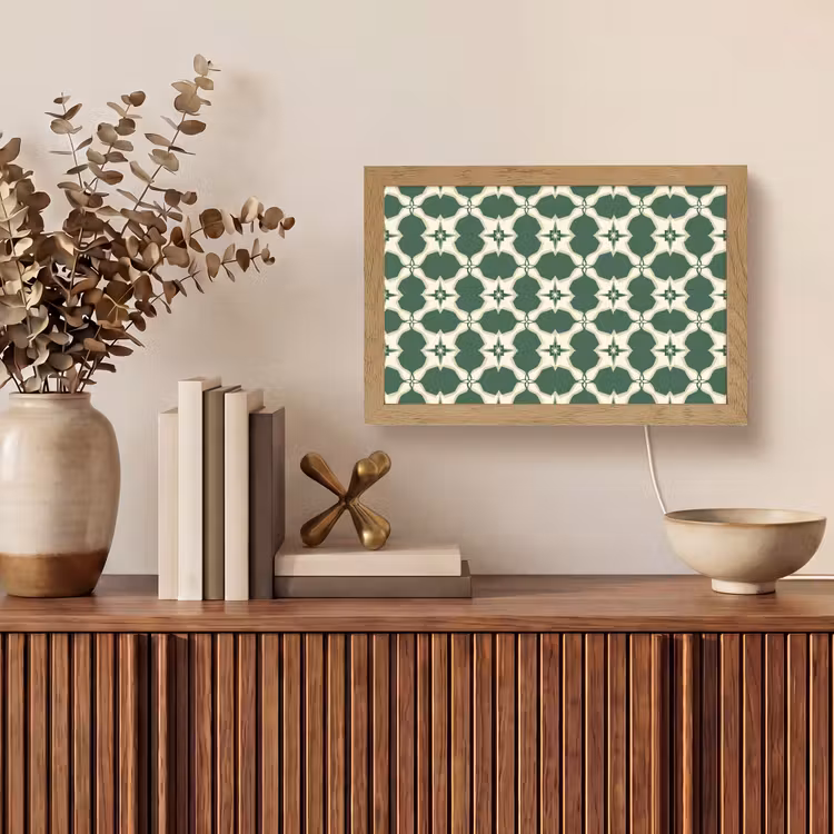 Tegel - Klassiek - Groen Light Box met kabel (Tafellamp) klein 924 -sfeer2