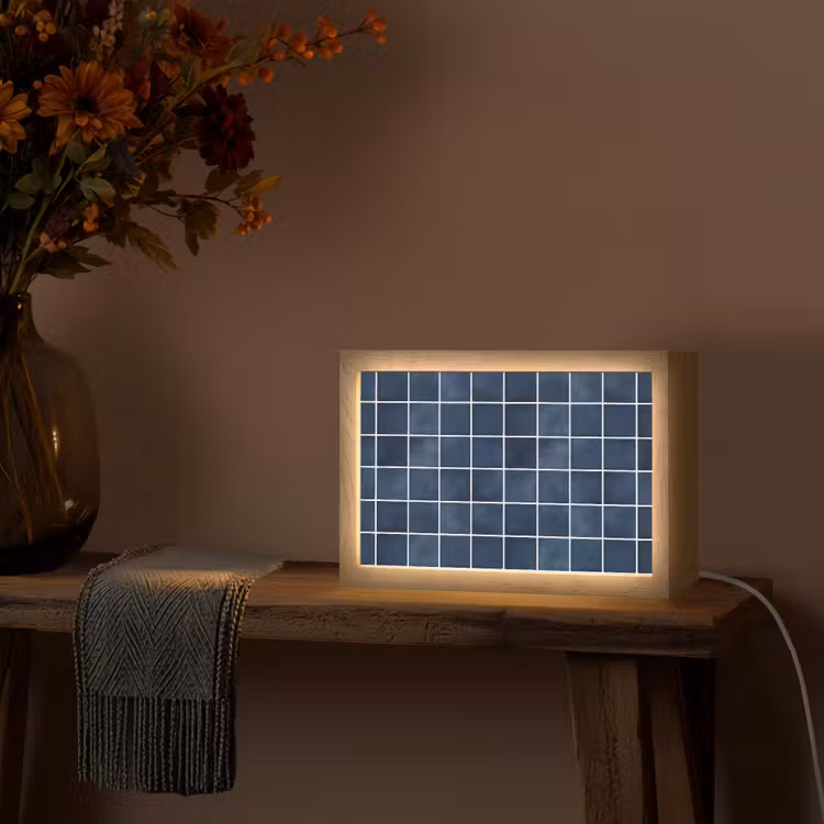 Tegel - Modern - Blauw Light Box met kabel (Tafellamp) klein 924 -sfeer4