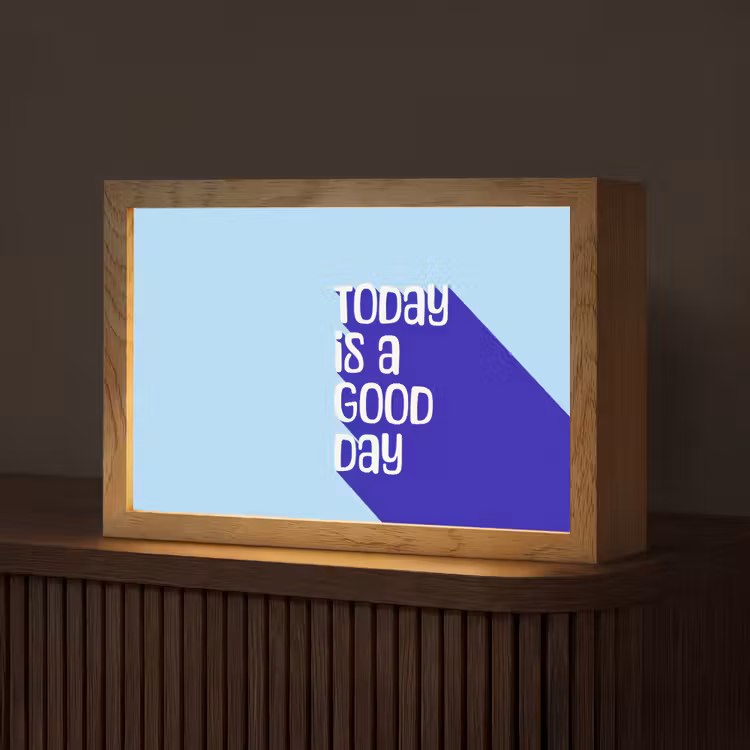 Today is a good day - Blauw - Schaduw Light Box met kabel (Tafellamp) klein -z3d_website