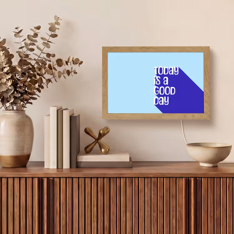Today is a good day - Blauw - Schaduw Light Box met kabel (Tafellamp) klein -sfeer2