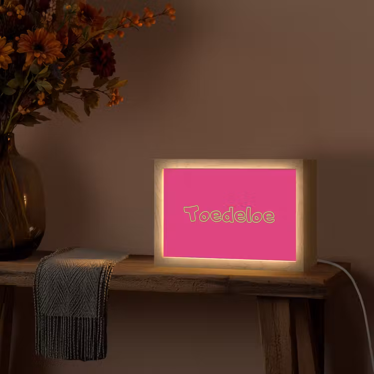Toedeloe - Groen - Roze Light Box met kabel (Tafellamp) klein -sfeer4
