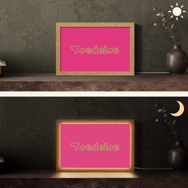 Toedeloe - Groen - Roze Light Box met kabel (Tafellamp) klein -sfeer3