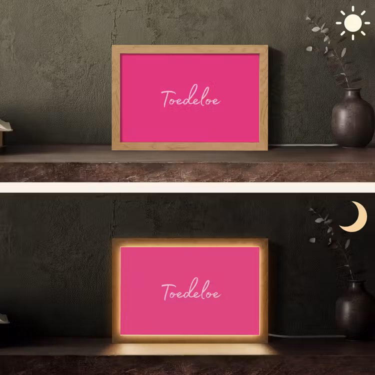 Toedeloe - Roze Light Box met kabel (Tafellamp) klein -sfeer3