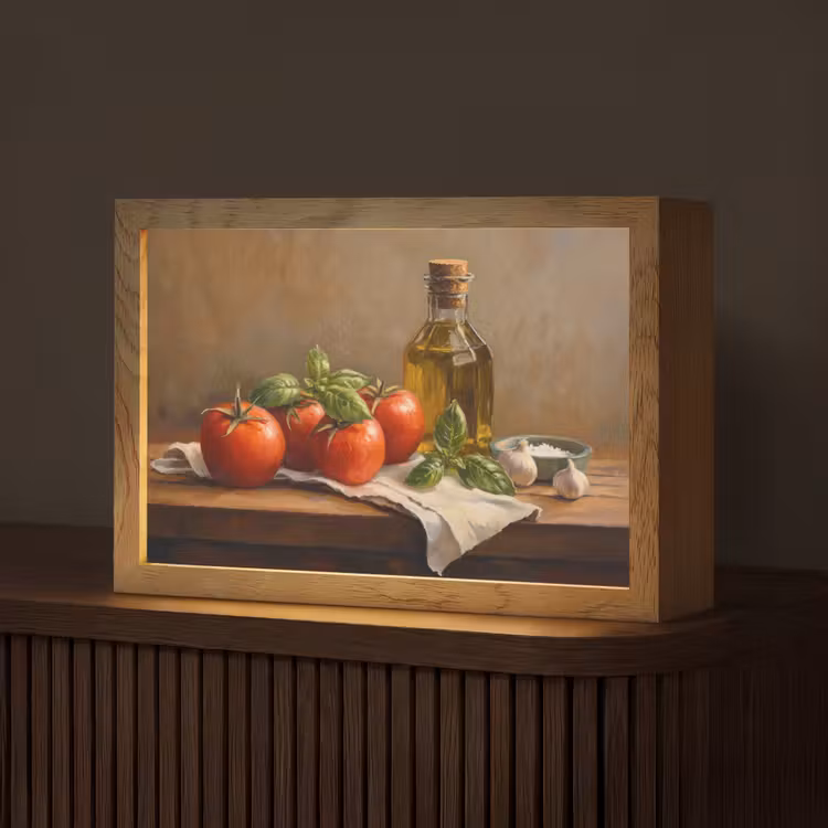 Tomaten - Olijfolie - Stilleven Light Box met kabel (Tafellamp) klein -z3d_website