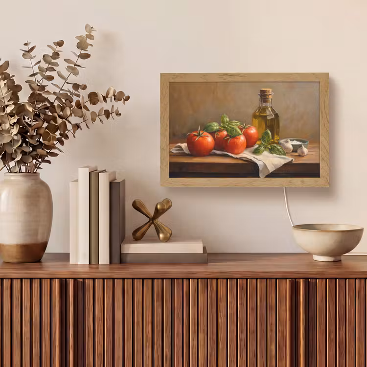 Tomaten - Olijfolie - Stilleven Light Box met kabel (Tafellamp) klein -sfeer2