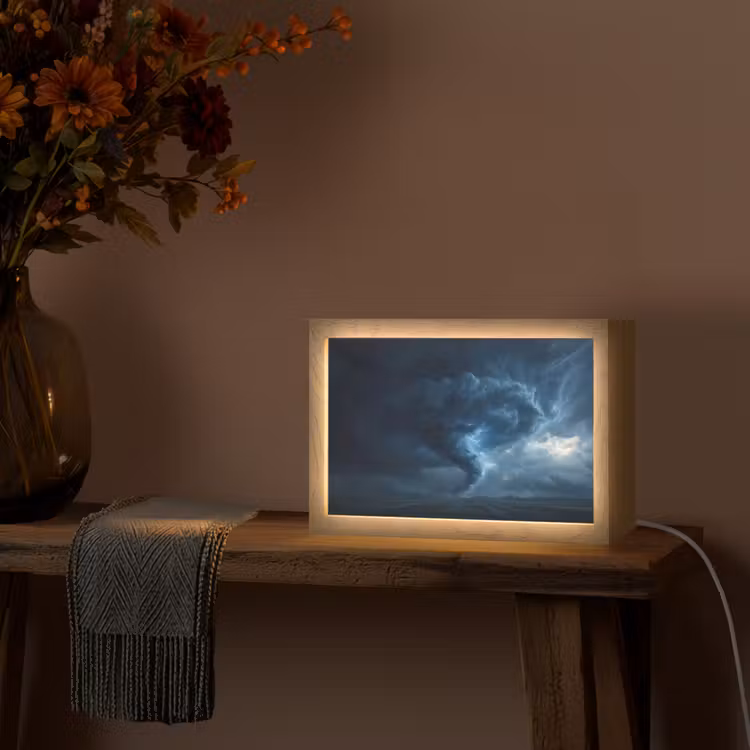 Tornado - Duister - Wolken Light Box met kabel (Tafellamp) klein -sfeer4