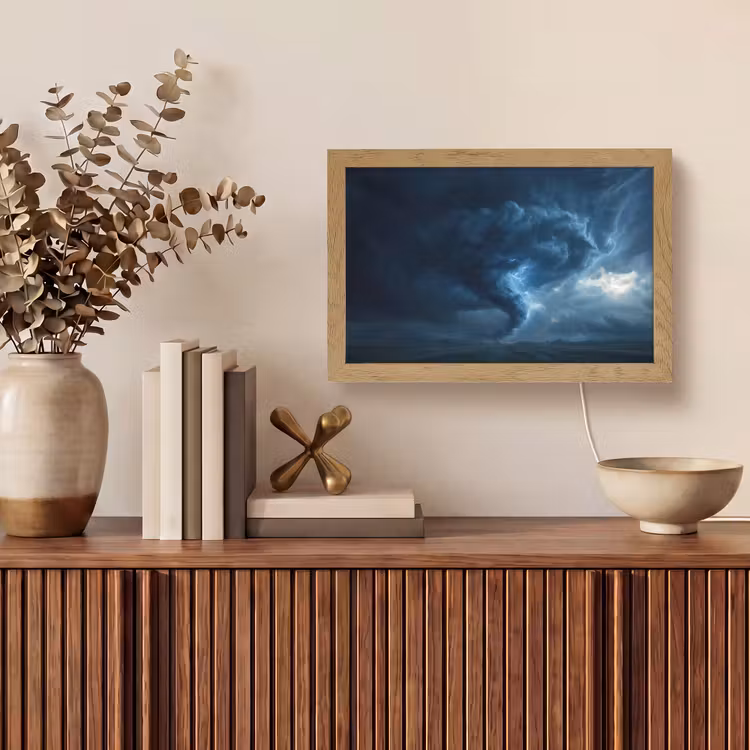 Tornado - Duister - Wolken Light Box met kabel (Tafellamp) klein -sfeer2