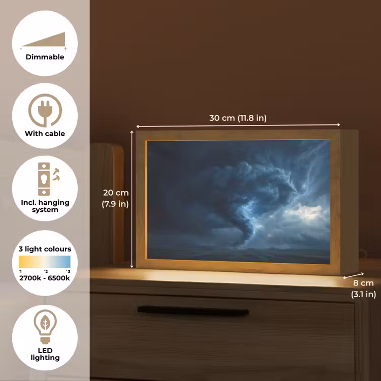 Tornado - Duister - Wolken Light Box met kabel (Tafellamp) klein -USP_EN