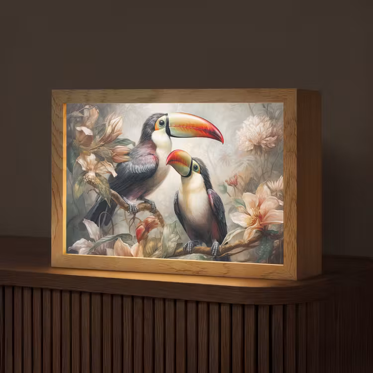 Toekan - Vogels - Bloemen - Jungle Light Box met kabel (Tafellamp) klein -z3d_website
