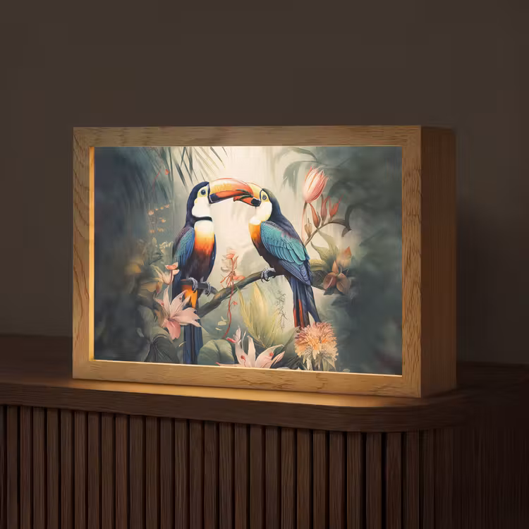 Toekan - Vogels - Bloemen - Natuur - Jungle Light Box met kabel (Tafellamp) klein -z3d_website