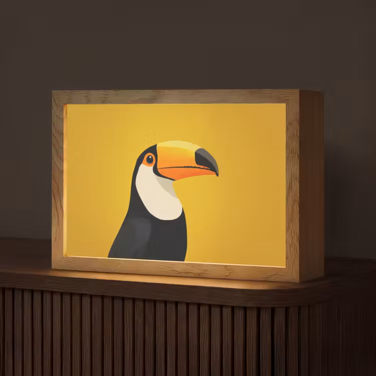 Toekan - Minimalistisch - Snavel - Oranje Light Box met kabel (Tafellamp) klein -z3d_website