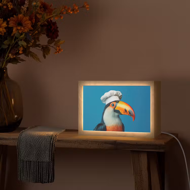 Toekan - Papegaai - Vogel - Koksmuts Light Box met kabel (Tafellamp) klein -sfeer4