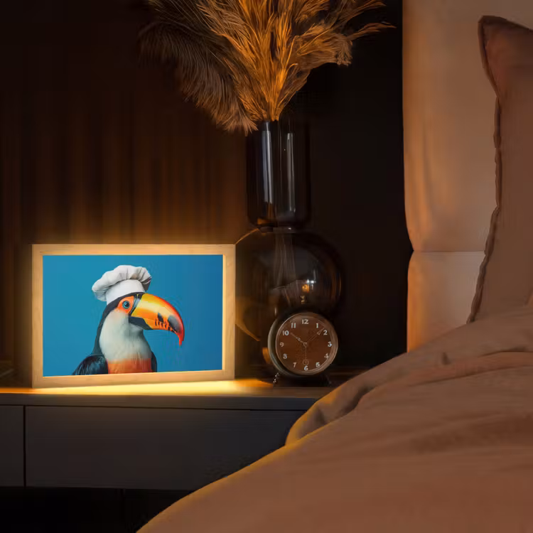 Toekan - Papegaai - Vogel - Koksmuts Light Box met kabel (Tafellamp) klein -sfeer1