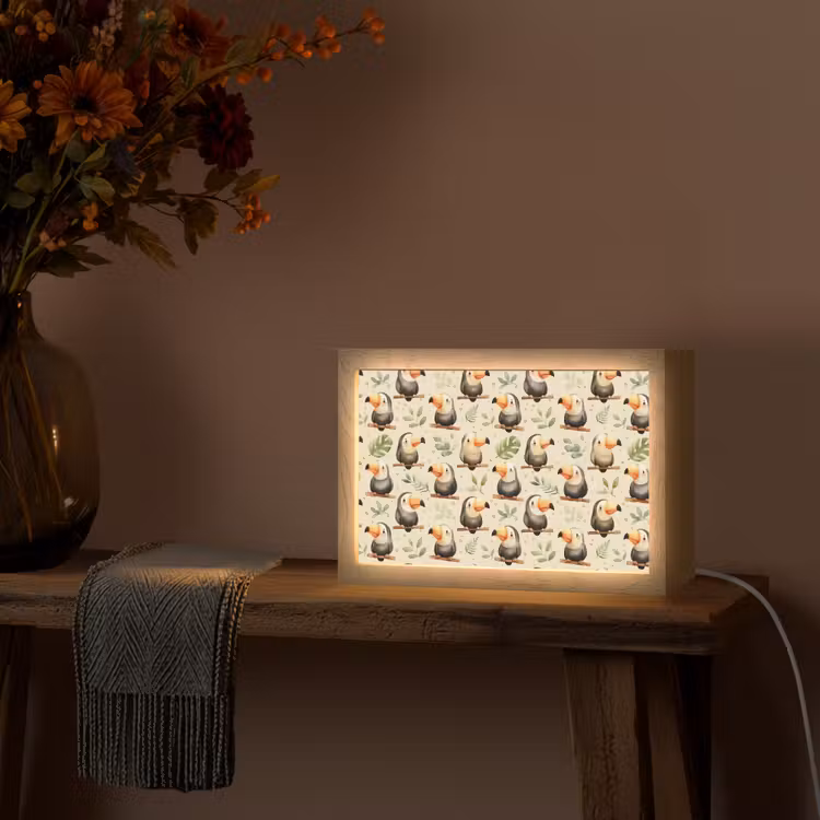 Toekans - Exotisch - Kleurrijk Light Box met kabel (Tafellamp) klein 924 -sfeer4