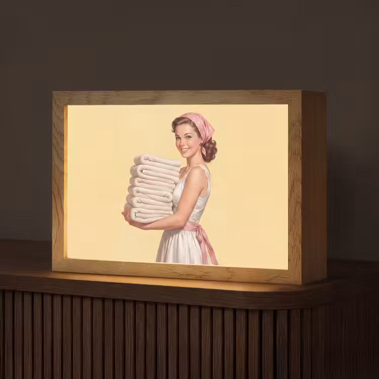 Handdoeken - Vrouw - Jurk - Roze Light Box met kabel (Tafellamp) klein -z3d_website