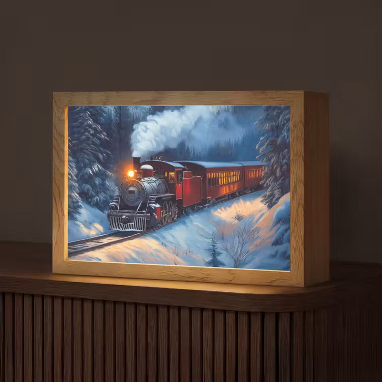 Trein - Kerst - Sneeuw - Kersttrein Light Box met kabel (Tafellamp) klein -z3d_website