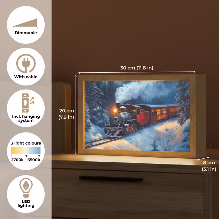 Trein - Kerst - Sneeuw - Kersttrein Light Box met kabel (Tafellamp) klein -USP_EN