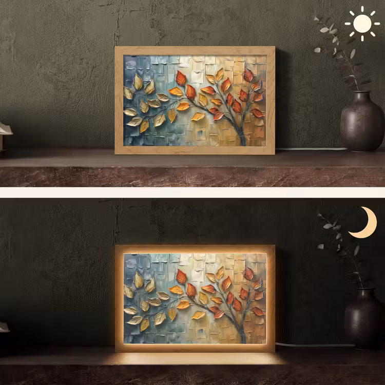 Boom - Abstract - Natuur - Kunst Light Box met kabel (Tafellamp) klein -sfeer3