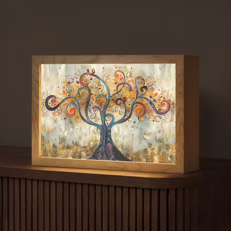Boom - Kunst - Modern - Natuur Light Box met kabel (Tafellamp) klein -z3d_website