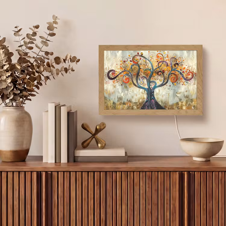 Boom - Kunst - Modern - Natuur Light Box met kabel (Tafellamp) klein -sfeer2